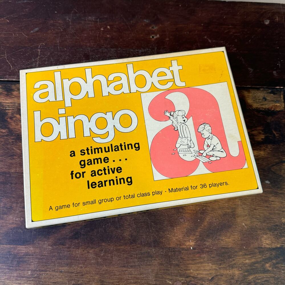 Vintage 70s Alphabet Bingo Small Group 36 Players Classroom‎ Preschool English